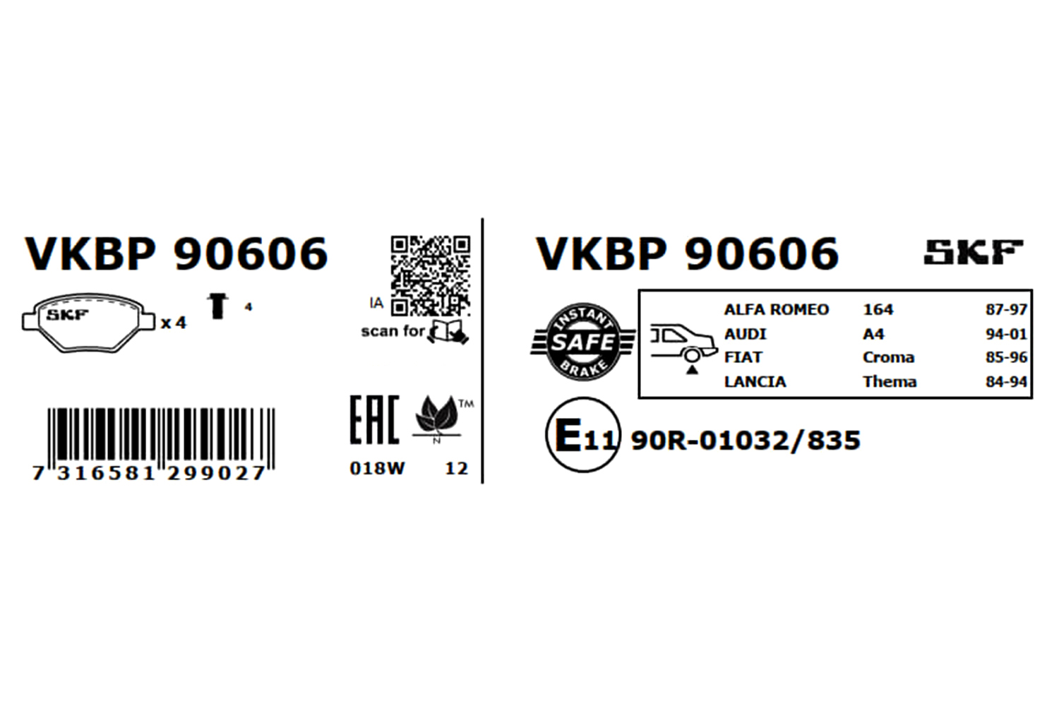 Placute frana SKF VKBP90606